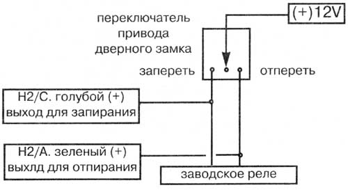 Тип А. Импульсы (+)12 В от переключателя на заводские реле