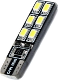 Комплект светодиодных ламп Вымпел W5W (T10) 12SMD (2835) CAN BUS WHITE (5121) 2 шт. - напряжение питания 12 В, цветовая температура 6000K, встроенная обманка