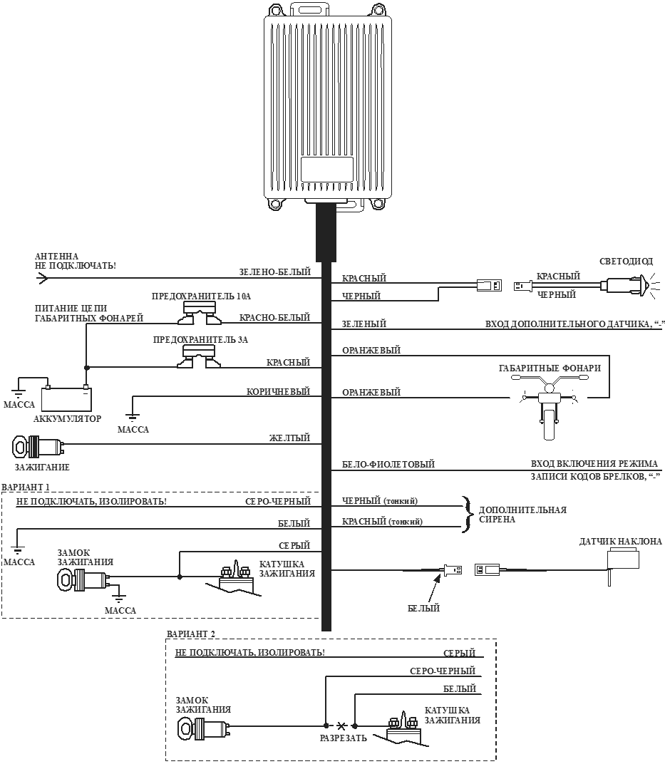 Схема подключения мотосигнализации