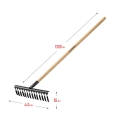 Садовые грабли GRINDA GS-14 WOOD, 445 х 95 х 1300 мм, 14 витых зубцов, углеродистая сталь, антикор. покрытие, черенок дерев. высш. сорт