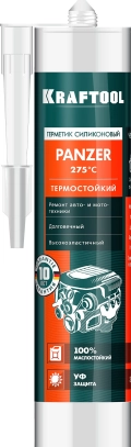 Термостойкий силиконовый герметик KRAFTOOL PANZER, 300 мл, черный