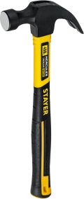 Молоток-гвоздодёр столярный с фиберглассовой рукояткой Professional STAYER Hercules 450 г