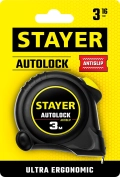 Рулетка с автостопом STAYER AutoLock, 3 м х 16 мм