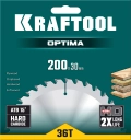 Пильный диск по дереву KRAFTOOL Optima, 200 х 30 мм, 36Т