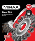 Щетка дисковая для УШМ MIRAX 200 мм, жгутированная стальная проволока 0.5 мм