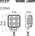 Фонарь светодиодный MTF LIGHT CL32K6S — дополнительного освещения 12/24V, 20W, 2000lm, ECE R10, квадратный, шт.