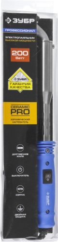 Профессионал ЗУБР Ceramic PRO, 200 Вт, клин, высокомощный электропаяльник с пластиковой рукояткой