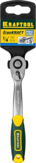 Изогнутая трещотка для торцовых головок Pro KRAFTOOL 1/4″ 72 зубца