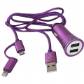    2  1 AutoStandart 104406 Purple -  2 USB,   2.4A,   1,  Micro USB  Lighting 8Pin
