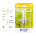   MTF Light Long Life +30% H4 60/55W ( ) 12V 2900K  - - - ,   ,   - 1550 Lm,   - 2900K,   ,     