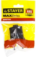 Прямая вилка STAYER MAXElectro, черная 6 А/220 В, 1300 Вт