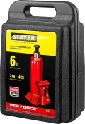 Professional STAYER RED FORCE, в кейсе, 6 т, 216 - 413 мм, бутылочный гидравлический домкрат