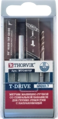 Метчик Thorvik MTG8125SF машинно-ручной T-DRIVE со спиральной канавкой для глухих отверстий с направляющей в наборе М8х1.25, HSS-G