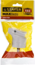 Угловая вилка STAYER MAXElectro, белая, 16 А/220 В, 1300 Вт