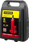 Professional STAYER RED FORCE, в кейсе, 2 т, 181 - 345 мм, бутылочный гидравлический домкрат