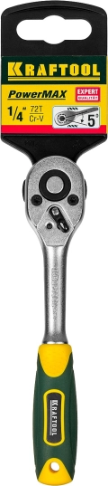 Трещотка для торцовых головок KRAFTOOL 1/4″, 72 зубца
