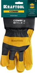 Рабочие перчатки комбинированные двухслойные KRAFTOOL COMBI XL 10 спилковые с доп. слоем на ладони