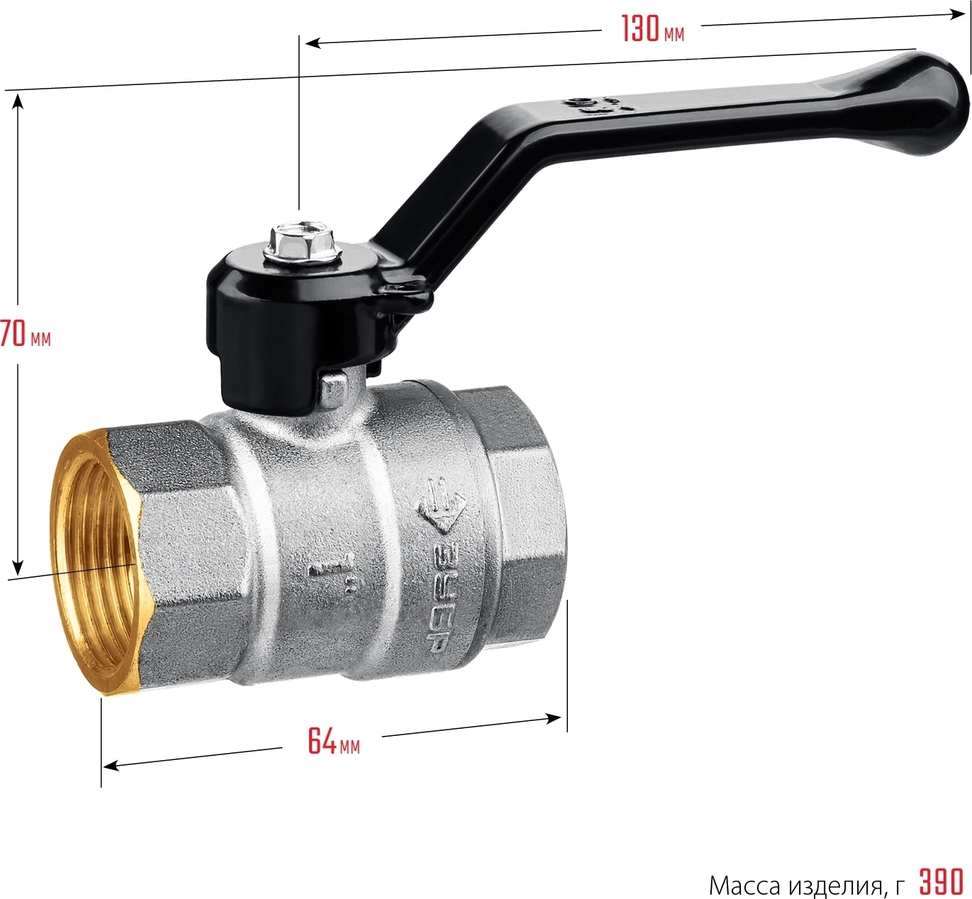 Шаровой кран ЗУБР d 1″, ручка-рычаг