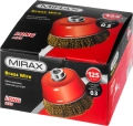 Чашечная щетка-крацовка для УШМ MIRAX 125 мм, витая стальная латунированная проволока 0.3 мм