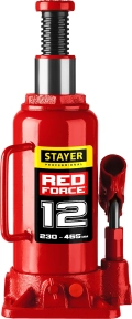 Professional STAYER RED FORCE, 12 т, 230 - 465 мм, бутылочный гидравлический домкрат