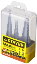 Набор ступенчатых сверл STAYER 3 шт, 3-20 мм, сталь HSS