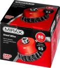 Чашечная щетка-крацовка для УШМ MIRAX 80 мм, жгутированная стальная проволока 0.5 мм