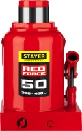 Professional STAYER RED FORCE, 50 т, 300 - 480 мм, бутылочный гидравлический домкрат
