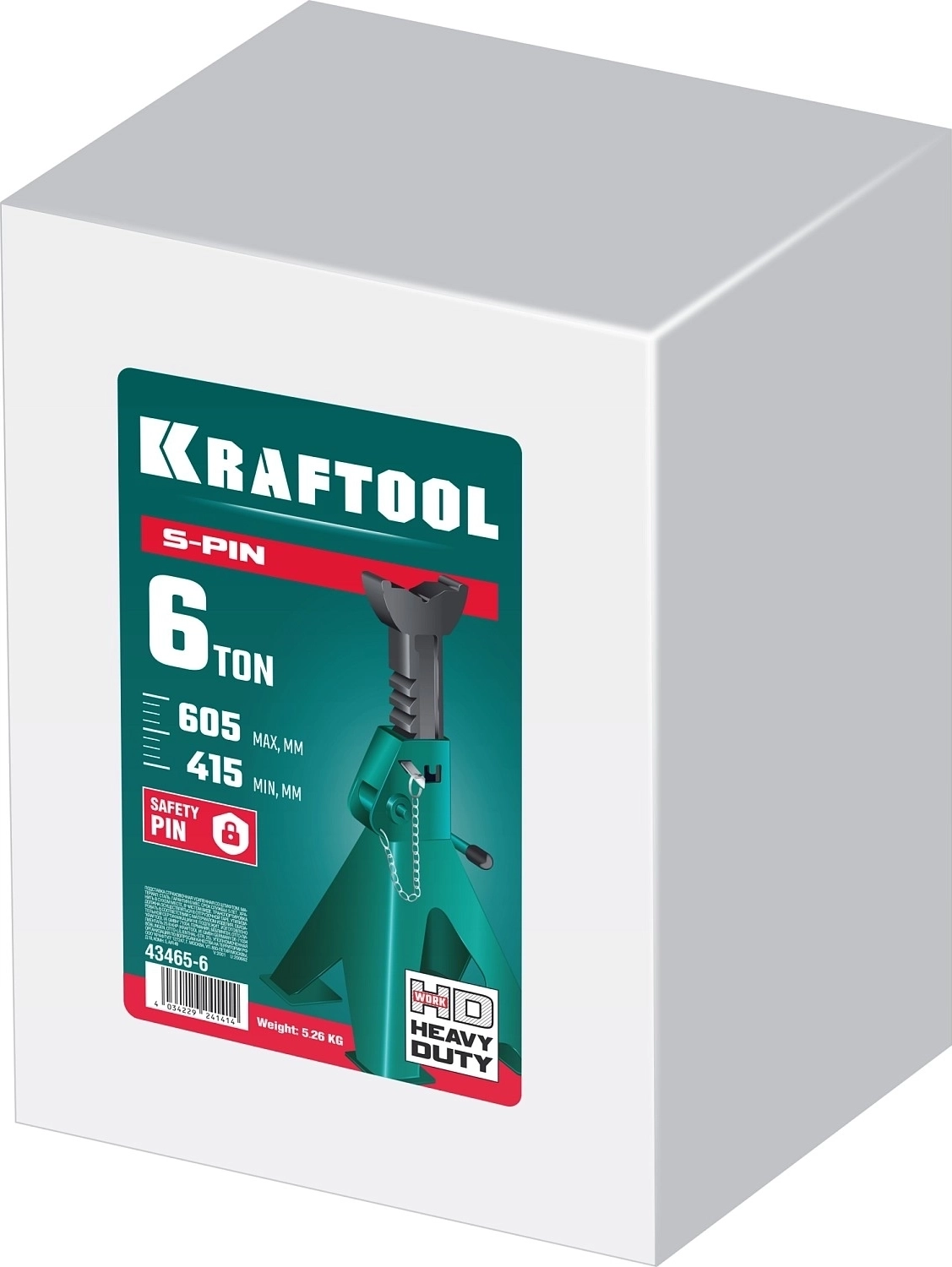 Усиленная страховочная подставка со штифтом KRAFTOOL S-PIN, 6 т, 415 - 605 мм