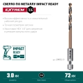 Сверло по металлу для винтовёртов и шуруповертов IMPACT READY KRAFTOOL НЕХ-1/4″, d 3,0 х 72 мм