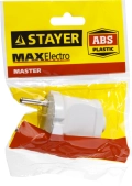 Прямая вилка STAYER MAXElectro, белая, 6 А/220 В, 1300 Вт