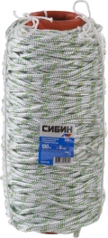 Капроновый фал СИБИН d 6 мм, 16-прядный, 100 м, плетеный, с сердечником
