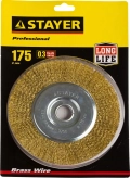 Щетка дисковая для УШМ Professional STAYER 175 мм витая стальная латунированная проволока 0.3 мм