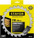STAYER Construct 210 x 30мм 24Т, диск пильный по дереву, технический рез с гвоздями