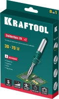 Газовый паяльник KRAFTOOL SolderGas, 70 B, 30 - 70 Вт, 1300°С, горелка, фен, набор 8 в 1