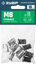 Профессионал ЗУБР М8, станд. бортик, 10 шт, стальные резьбовые заклепки с насечками