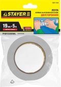 STAYER 19 мм, 5 м, белая, на вспененной основе, двухсторонняя клейкая лента, Professional (12231-19-05) - 10 шт