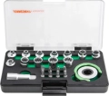 Головки торцевые Jonnesway RD05H22S SPLINE М4-13 с дисковым трещоточным механизмом и аксессуарами в наборе, 22 предмета