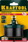 Наборная кольцевая пила по дереву KRAFTOOL 3 шт, (60-67-74 x 32 мм)