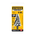 Сверло ступенчатое STAYER Pro-Max 9-36мм, 10 ступеней, винтовая спираль