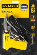 Professional STAYER PROTerm, 30 Вт + 130 Вт, 2 в 1, конус, керамический нагреватель, электропаяльник с пистолетной рукояткой