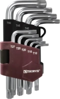 Набор ключей торцевых Thorvik TTKS9S T-TORX коротких с центрированным штифтом, Т10H-T50H, 9 предметов
