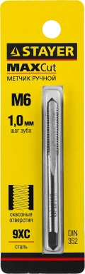 Метчик для сквозных отверстий STAYER М6 х 1.0, одинарный