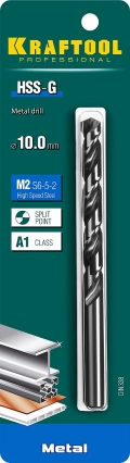 Сверло по металлу KRAFTOOL HSS-G, 10.0 х 133 мм, сталь P6M5