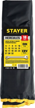 Professional STAYER HERCULES, 18 шт, 6 - 32 мм, набор комбинированных гаечных ключей