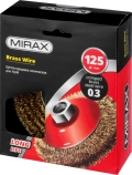 Коническая щетка-крацовка для УШМ MIRAX 125 мм, витая стальная латунированная проволока 0.3 мм