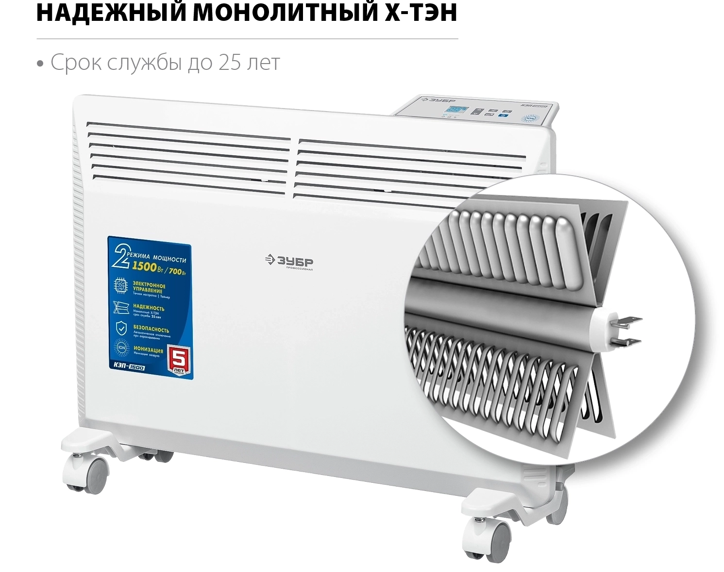 Электрический конвектор ЗУБР ПРО серия 1.5 кВт