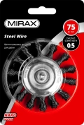 Щетка дисковая для дрели MIRAX 75 / 6 мм, жгутированная стальная проволока 0.5 мм