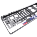 Рамка под номерной знак "Russia" (хром, синий) AVS RN-02
