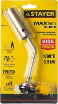Газовая горелка на баллон с цанговым соединением STAYER MaxTerm MT 100, 1300°C, увеличенный выход пламени