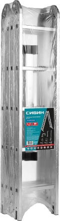 Четырехсекционная лестница-трансформер СИБИН ЛТ-45, 4 x 5 ступени, алюминиевая